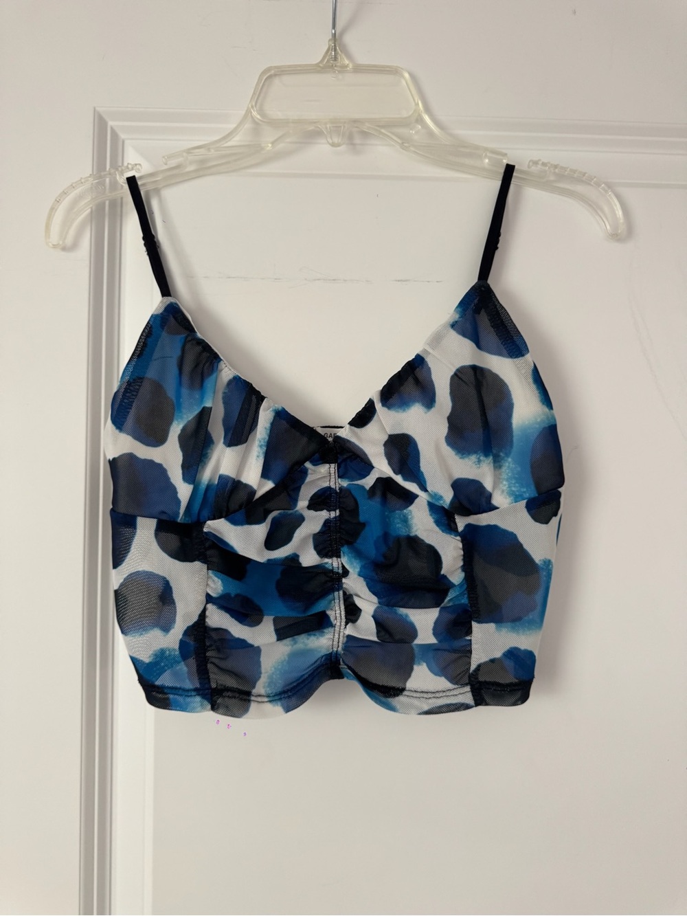 Garage Blue & Black Abstract Mesh Cami